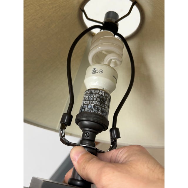 2010s Restoration Hardware Square Column Table Lamp For Sale - Image 5 of 12