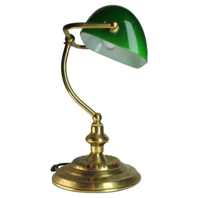 Victorian Design Student Desk Lamp with Racing Green Glass Shade & Switch Shade is pivotable to offer different...