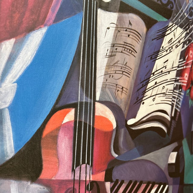 Late 20th Century Genuine Lithograph on Canvas by Erik Freyman “ Sonata “ Cubist Style Signed Framed Circa 1998 For Sale - Image 5 of 12