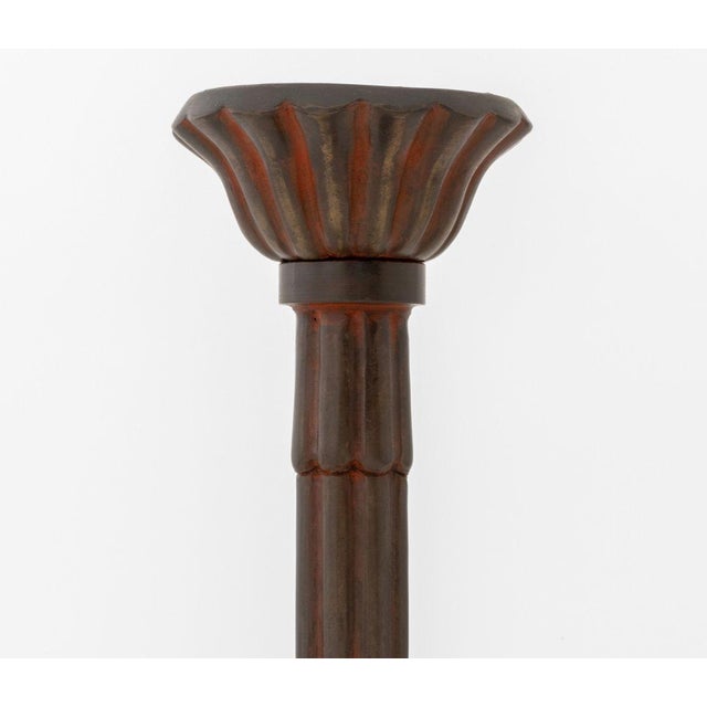 Japanese Japanese Patinated Bronze Candle Prickets, Pair For Sale - Image 3 of 6