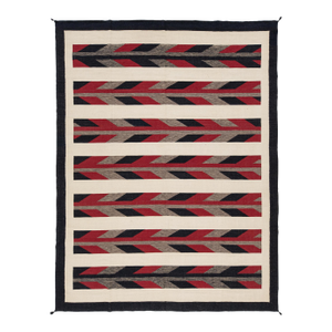 Modern Navajo-Style Handmade Wool Rug – Geometric Flatweave in Red and Beige