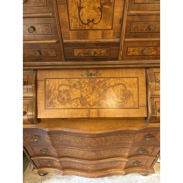 Antique Italian Baroque Walnut and Burl Secretaire, 1890s For Sale - Image 10 of 12