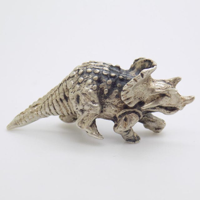 Vintage Italian Handmade Silver Triceratops Dinosaur Figurine, 1960s For Sale - Image 12 of 12