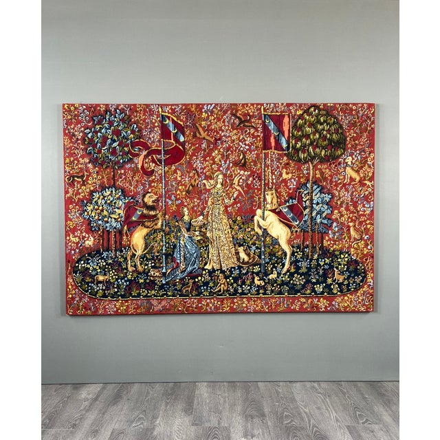 Textile 20th Century Wall Tapestry of the Lady and the Unicorn For Sale - Image 7 of 7