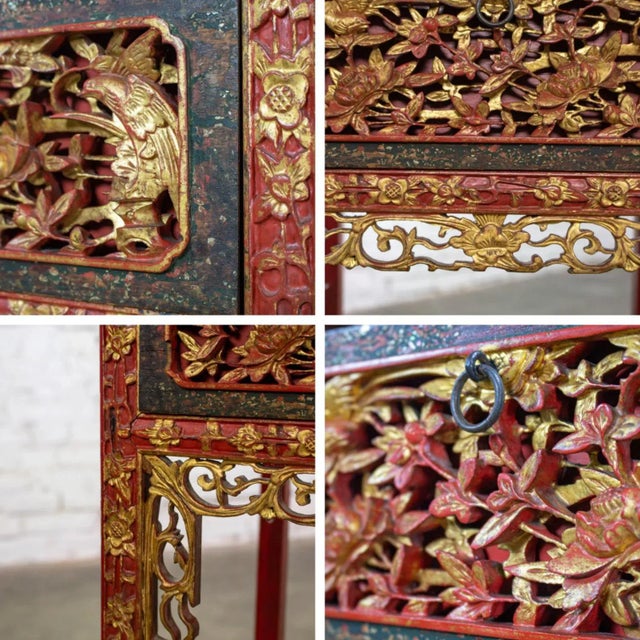 Late 19th to Early 20th Century Antique Chinese Wash Basin Stand Red Lacquer & Gilded W/Hand Carved Details For Sale - Image 15 of 18