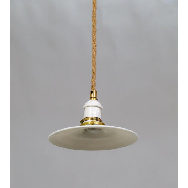 Modern Hanging Rope Light With Milk Glass Shade For Sale - Image 3 of 6