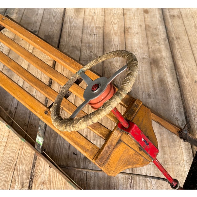 1920s Vintage Steering Sled in Oak, 1920s For Sale - Image 5 of 17