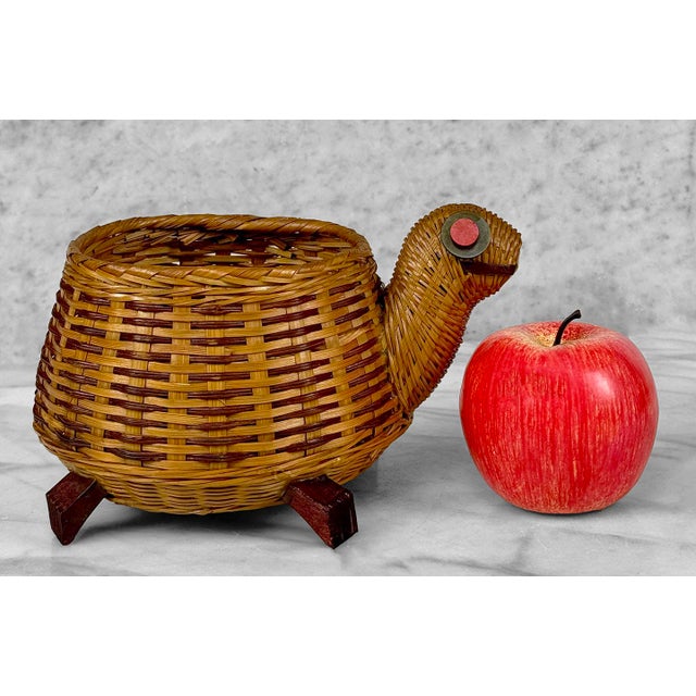 Vintage Boho Natural Wicker Turtle Planter, c.1970's - Pairs Nicely with Many Mid-Century & Eclectic Interior Styles -...