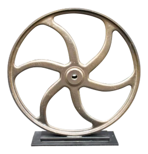 Vintage Lathe Wheel on Custom Mount