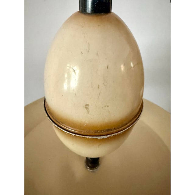 Vintage Art Deco Streamline Moderne Saucer Form Tole Chandelier For Sale - Image 11 of 11