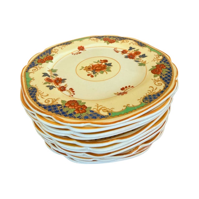 English Antique Imari Floral Gilded Age Loeser's Brooklyn Cavendish Dessert Plates - Set of 12 For Sale - Image 3 of 9