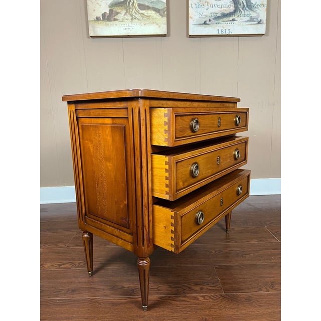 Antique French Commode Chest of Drawers Louis XVI Walnut Brass C1940 For Sale - Image 17 of 18