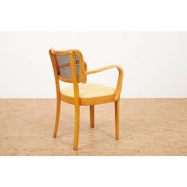 Brown Wooden Chair with Caned Back and Fabric Seat from Horgenglarus, 1940s For Sale - Image 8 of 12