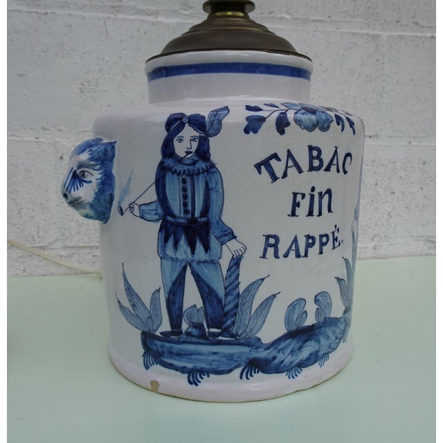 Blue Antique Delftware Ceramic Table Lamp For Sale - Image 8 of 18