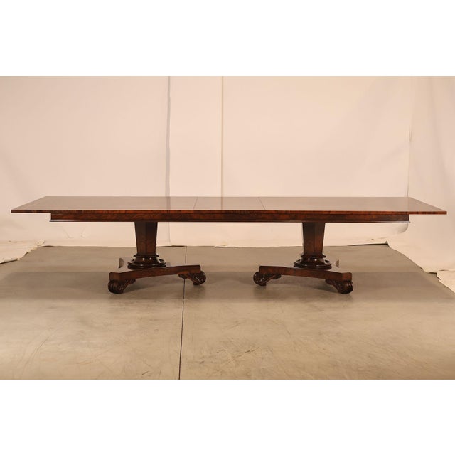 Custom Regency Style Burl Walnut Double Pedestal 12' Dining Table For Sale - Image 14 of 18