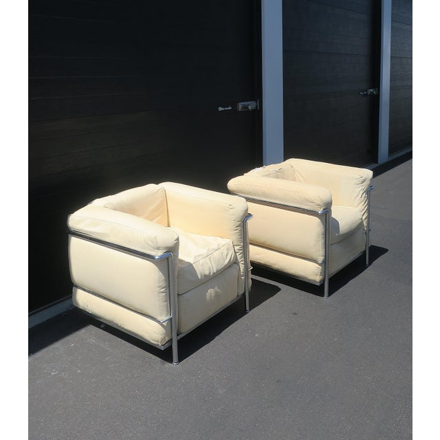 Chrome Lc2 Style Modernist Chrome Armchairs Pair, Circa Late 20th Century For Sale - Image 8 of 16