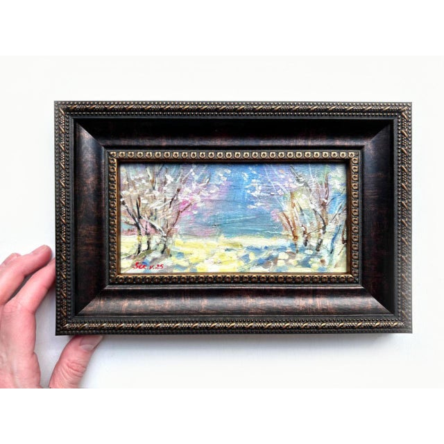 Framed Original Painting Cherry Blossoms Plein Air Landscape by Valeriya Serova For Sale - Image 6 of 7