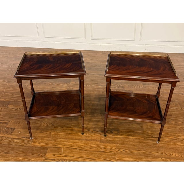 Traditional Pair of Mahogany End Tables by Leighton Hall - Showroom Samples For Sale - Image 3 of 15