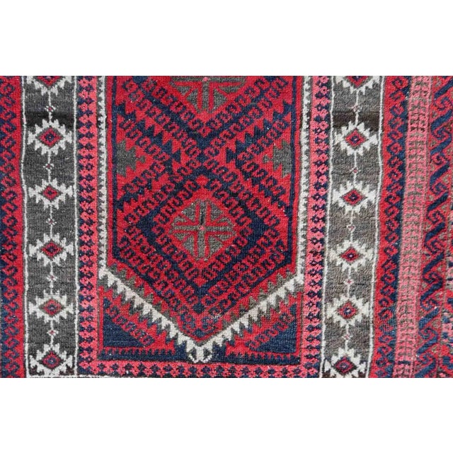 1940s Handmade Vintage Afghan Baluch Prayer Rug 3' X 4.9' For Sale - Image 4 of 11