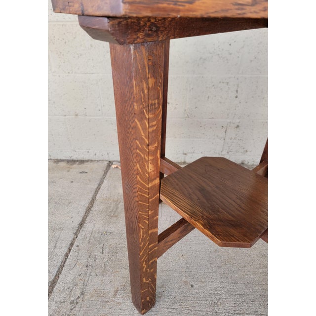 Mission / Arts & Crafts L&jg Stickley Oak Clip-Corner Lamp Table Circa. 1910. For Sale - Image 13 of 14