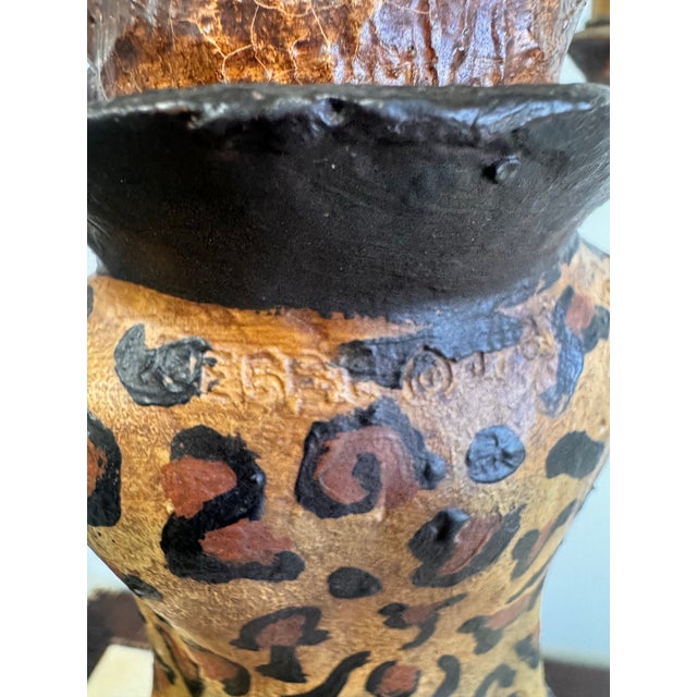 Late 20th Century Late 20th Century Bill Huebbe Signed Monkey Double-Arm Table Lamp With Leopard Coat For Sale - Image 5 of 11