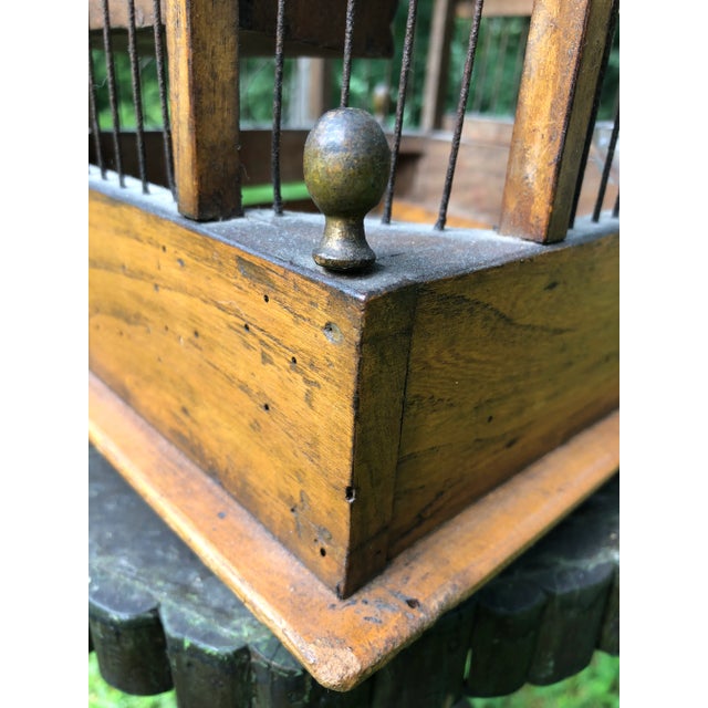 Antique European Wooden/Wire Domed Birdcage For Sale In Greenville, SC - Image 6 of 10