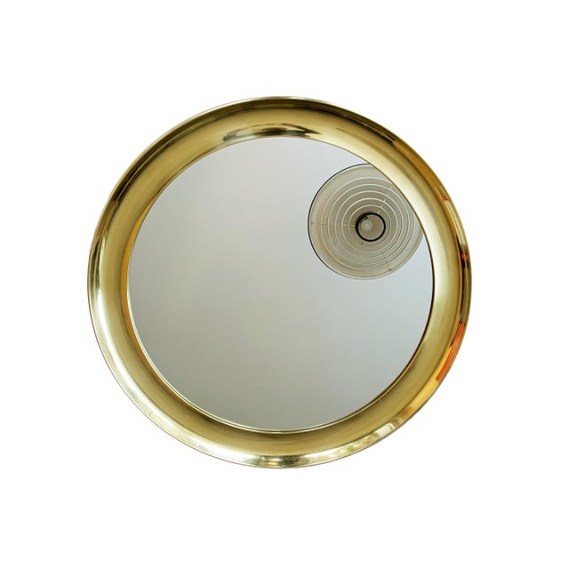 Hollywood Regency Large Italian Brass Wall Mirror, 1970s For Sale - Image 3 of 14