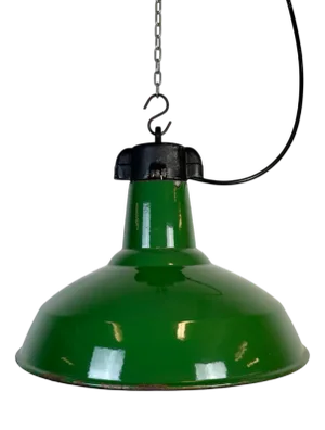 Industrial Green Enamel Factory Pendant Lamp, 1960s