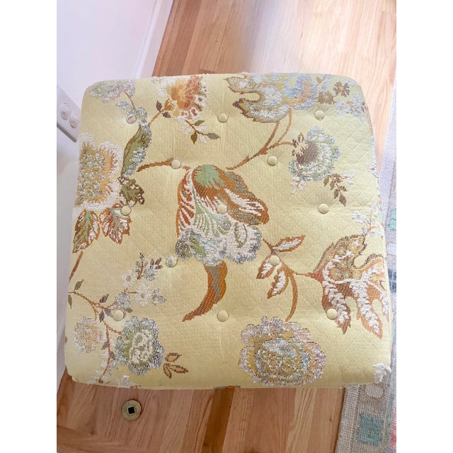 Mid 20th Century Chinoiserie Style Floral Parsons Needlepoint Style Upholstery Stool For Sale - Image 9 of 13