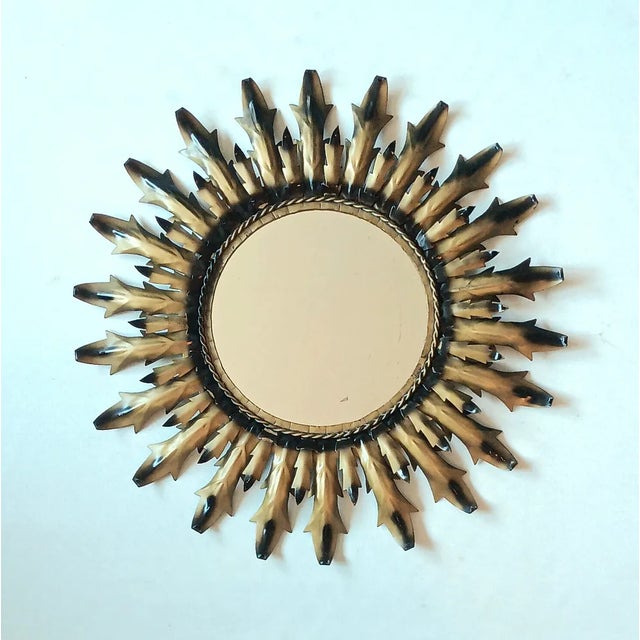 Vintage Metal Sunburst Mirror, 1960s For Sale - Image 4 of 4