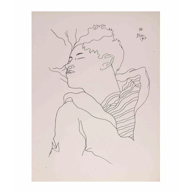 Lithograph on vélin pur fil des Papeteries du Marais, realized by Cocteau in 1929. Belongs to the suite "25 Dessins d'Un...