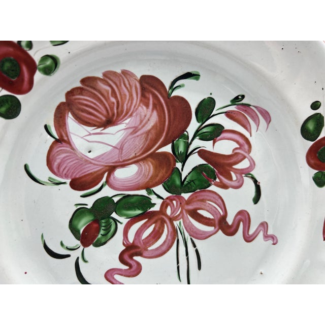 Ceramic Antique 19th Century French Faience Floral Tin Glazed Earthenware Plate For Sale - Image 7 of 12