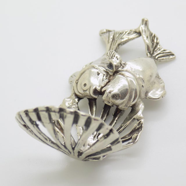 Vintage Italian Handmade Genuine Silver Fish and Oyster Rare & Quirky Figurine For Sale - Image 6 of 12