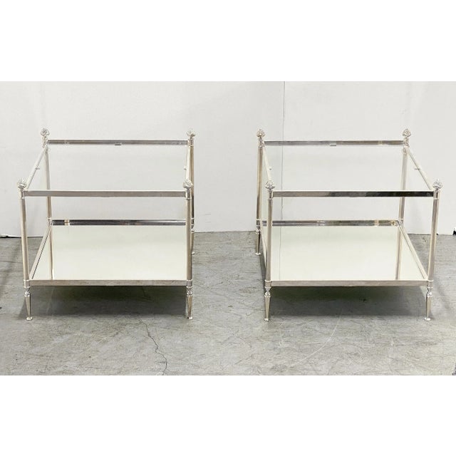 French French Low Side or End Tables of Silvered Metal and Glass 'Individually Priced' For Sale - Image 3 of 13