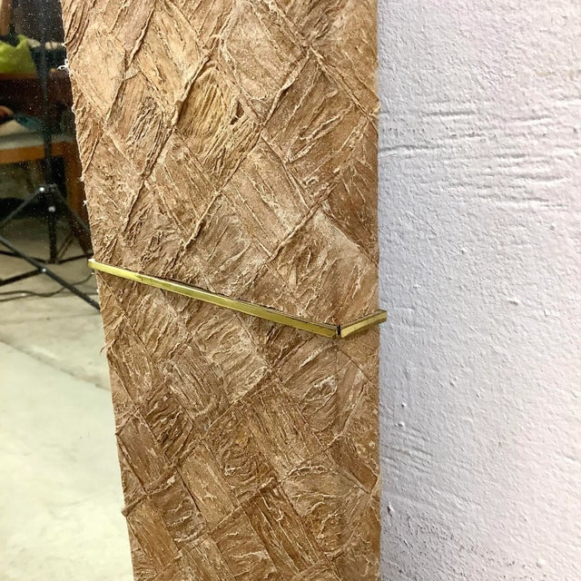 Vintage Square Textile Finish Wall Mirror For Sale - Image 9 of 12