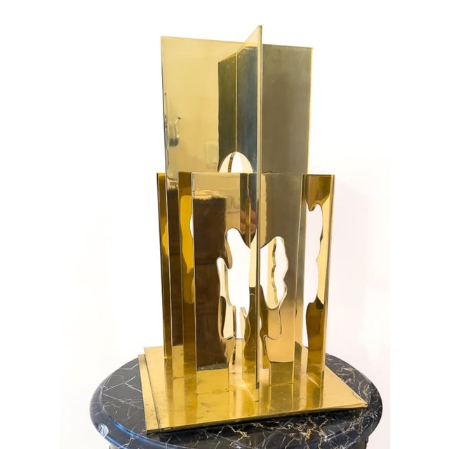 Menashe Kadishman, Israeli Pop Art Abstract Cutout Trees Kinetic Gilt Sculpture Menashe Kadishman, c.1970's For Sale - Image 13 of 18