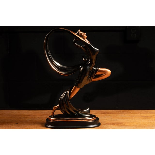 1920s Japanned Copper Art Deco Ribbon Dancer Statue For Sale In Chicago - Image 6 of 11