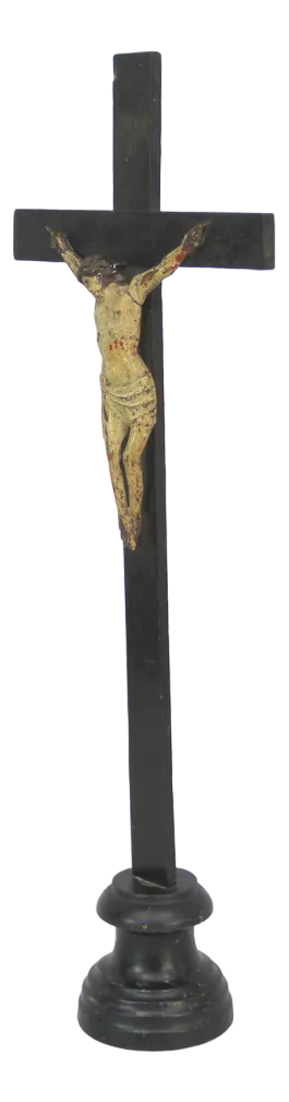 Sculpture of Jesus Christ on the Cross in Polychrome Wood, 1800s