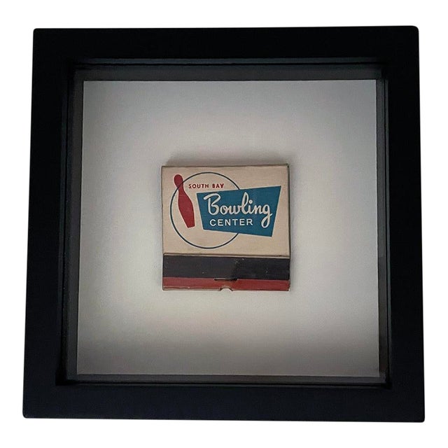 Mid 20th Century Bowling Center Framed Vintage Matchbook For Sale