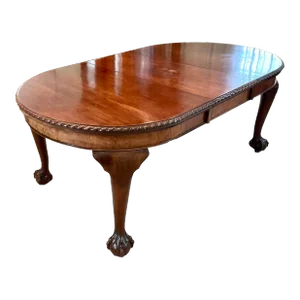 Antique Mahogany Oval Ball and Claw Extension Dining Table