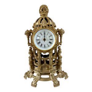 Gilt Bronze Mantle Clock Made in Italy