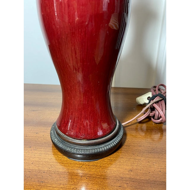 Antique Early 19th Century Chinese Oxblood Sang De Boeuf Vase Lamp For Sale In Boston - Image 6 of 9