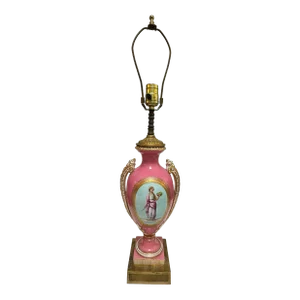 Antique Mid 19c Coalport Hand Painted Porcelain Vase Now a Lamp