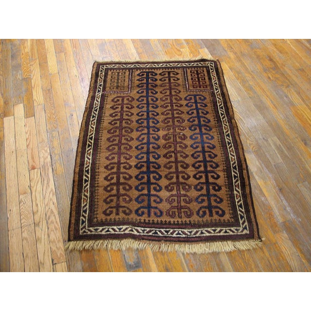 Antique Baluch-Turkmen rug. Size: 2'9" x 3'10". . Antique Baluch Afghanistan Brown 1890s Rug, Circa Date: 1890s. This...