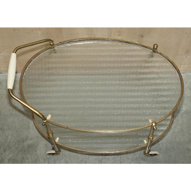 Art Deco Frosted Glass & Polished Brass Drinks Trolley, 1920s For Sale - Image 11 of 15