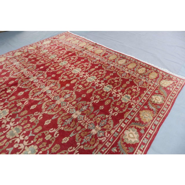 1980s Vintage Turkmen Bukhara Hand-Knotted Wool Rug 6'1 X 8'9 For Sale - Image 5 of 8