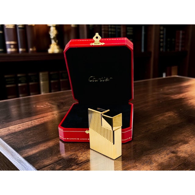 Gold-Plated Pocket Lighter with Engine-Turned Decoration from Cartier For Sale - Image 15 of 16