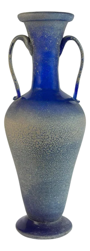Murano Cobalt Blue Glass Amphora Vase in Scavo Finish by Seguso, Italy, 1970s
