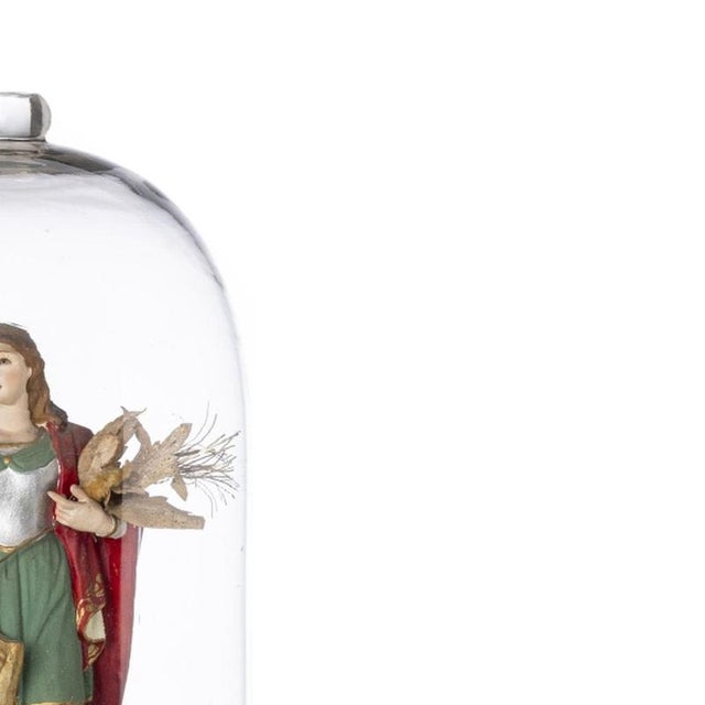 Religious Artist, Saint Cecilia of Rome, 19th Century, Terracotta Sculpture in Glass Dome For Sale - Image 4 of 6