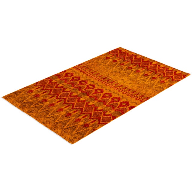 Orange Modern Hand-Knotted Area Rug - Orange, 5' 0" x 8' 0" For Sale - Image 8 of 8